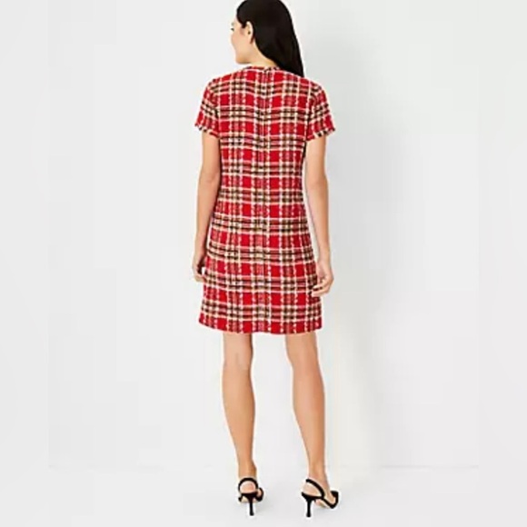 ✨⚡️💥Ann Taylor Petite Plaid Tweed Pocket Shift Dress Size 2P - Picture 3 of 9
